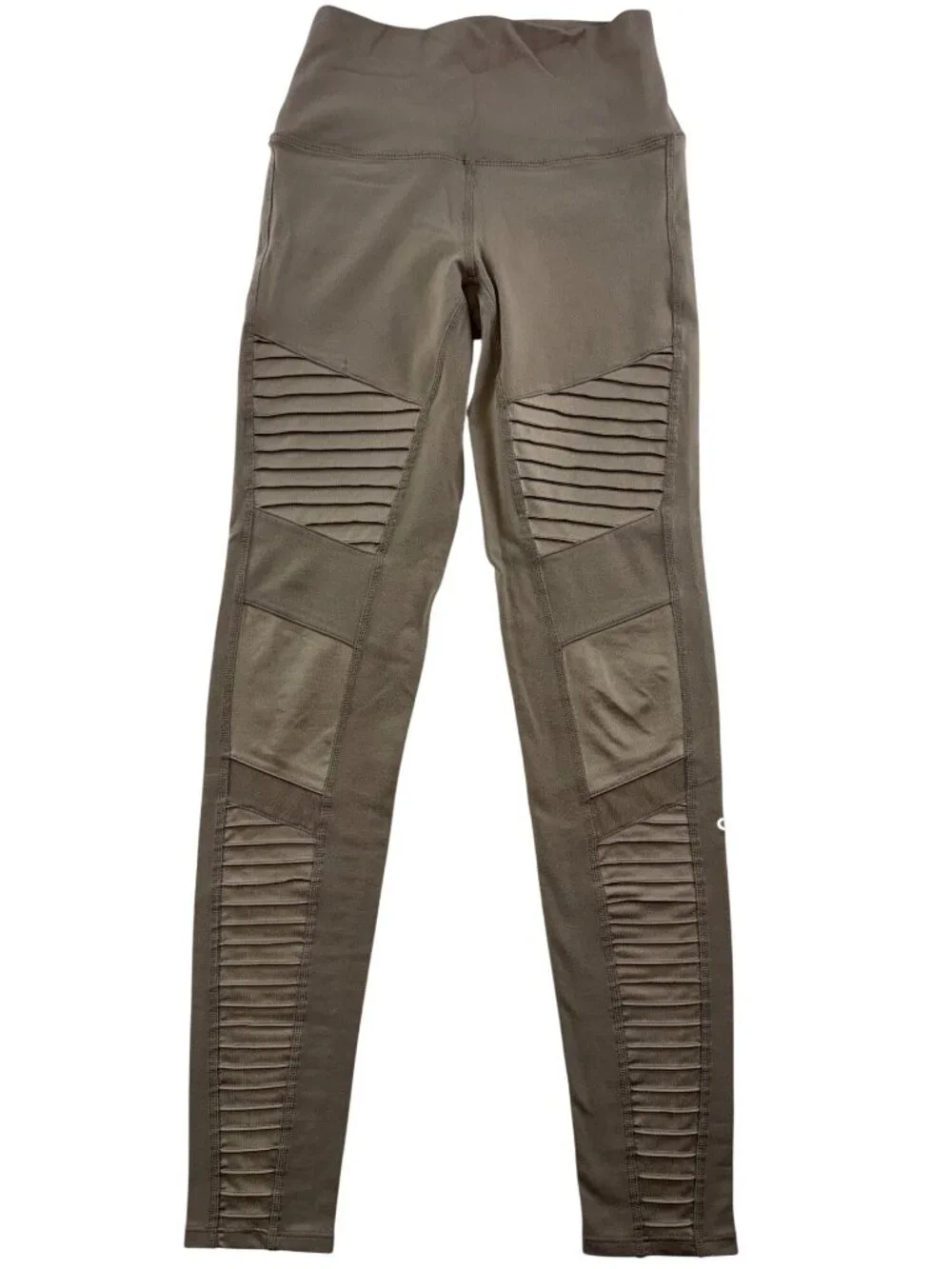 ALO Yoga Moto Leggings Women's Small Gray Ribbed Moto Panel Full Length Active